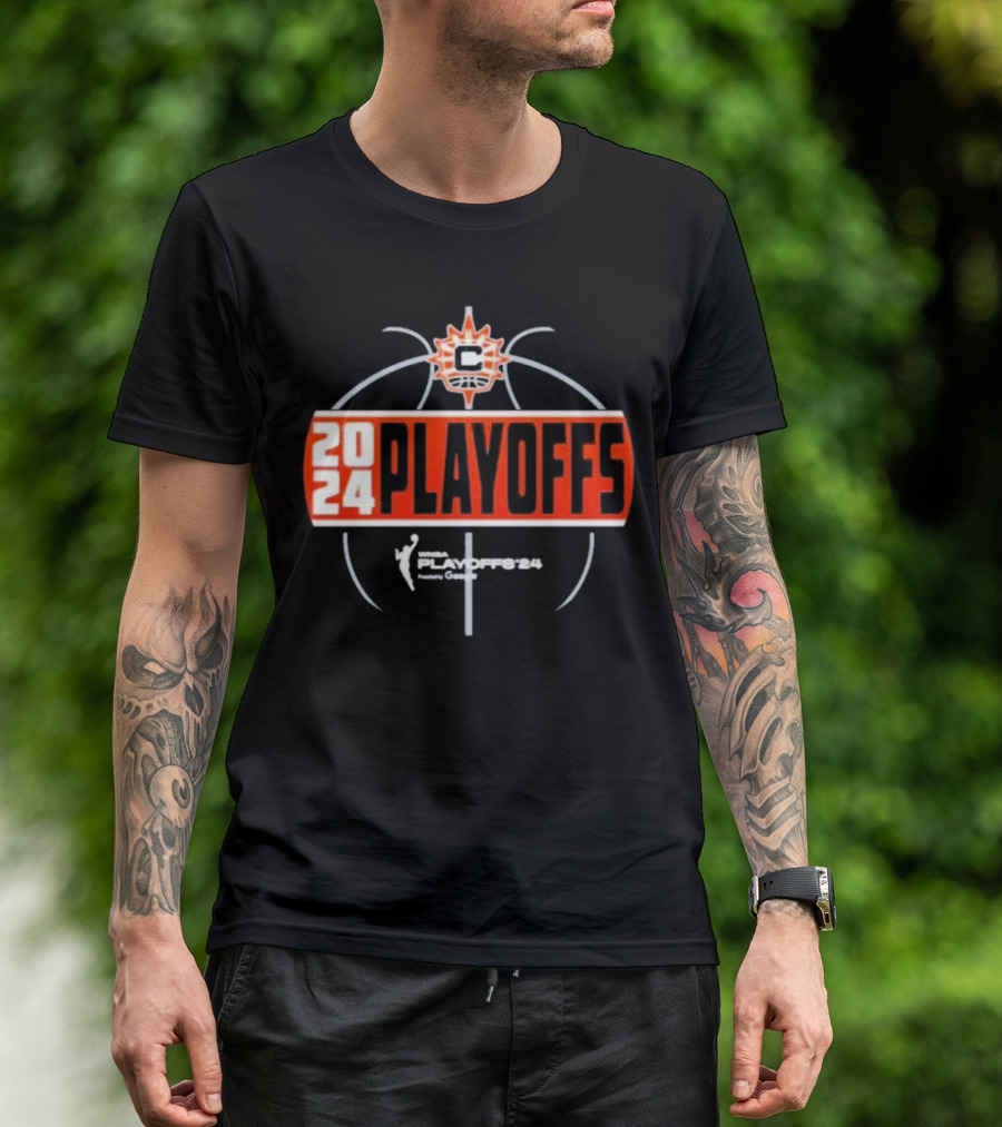 Connecticut Sun WNBA 2024 Playoffs Logo Featuring Basketball T-Shirt