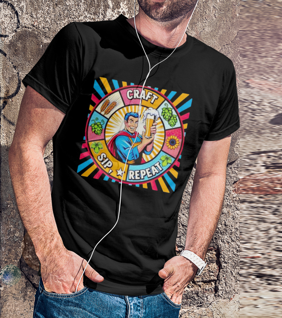 Craft Sip Repeat Milwaukee Brewers Superhero Beer Cheers T-Shirt