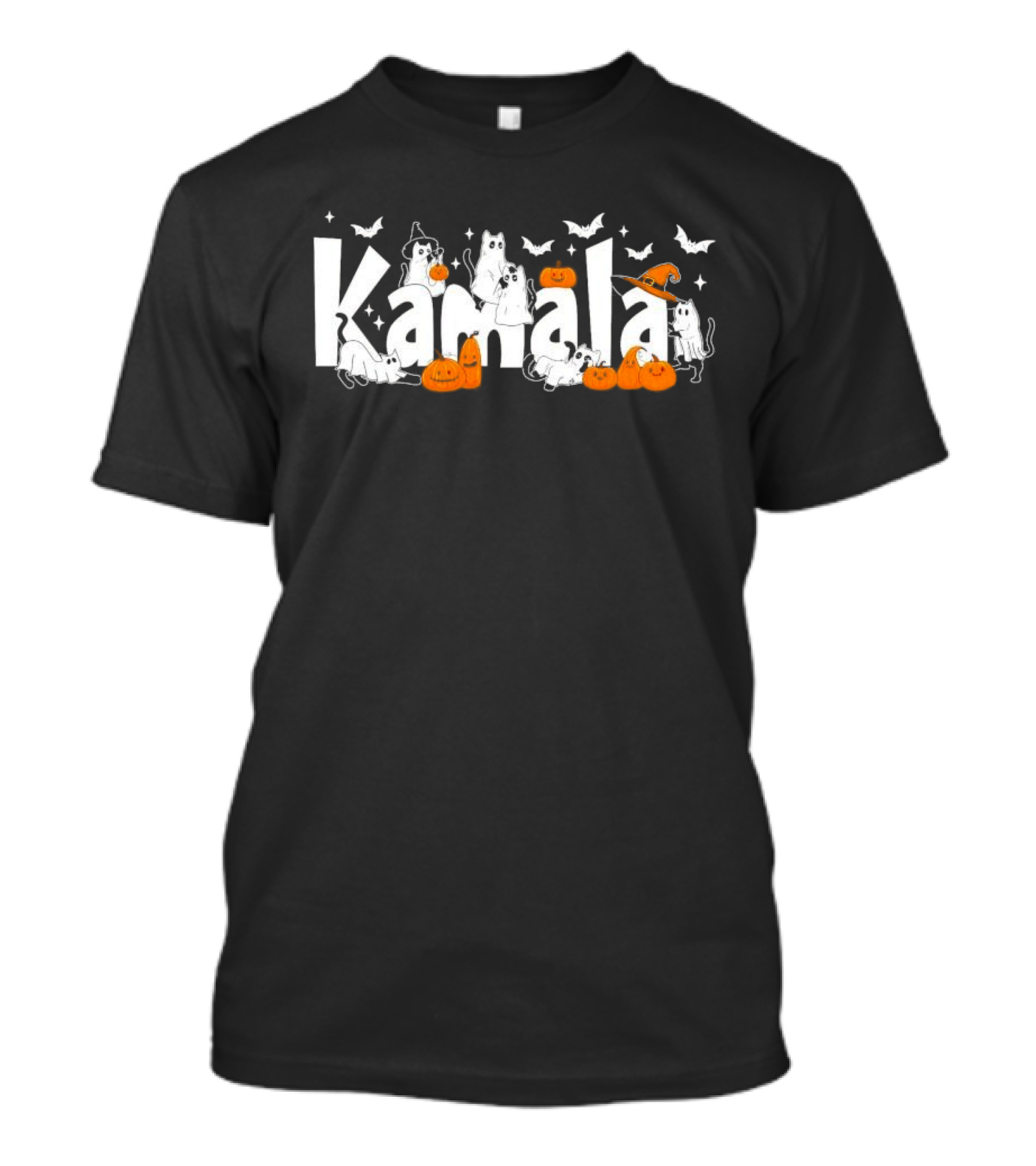 Kamala Halloween Spooky Cats Pumpkins Bats T-Shirt