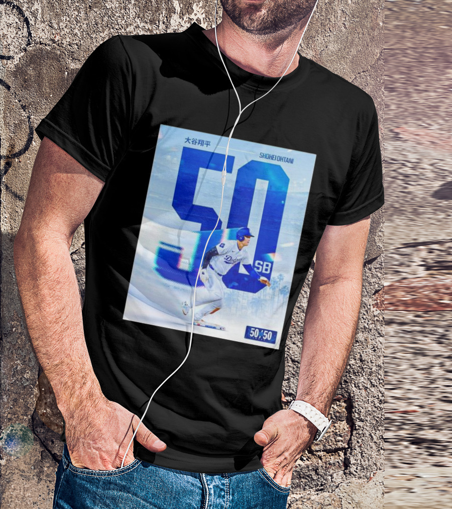 LA Dodgers Shohei Ohtani 50 SB Baseball Achievement T-Shirt