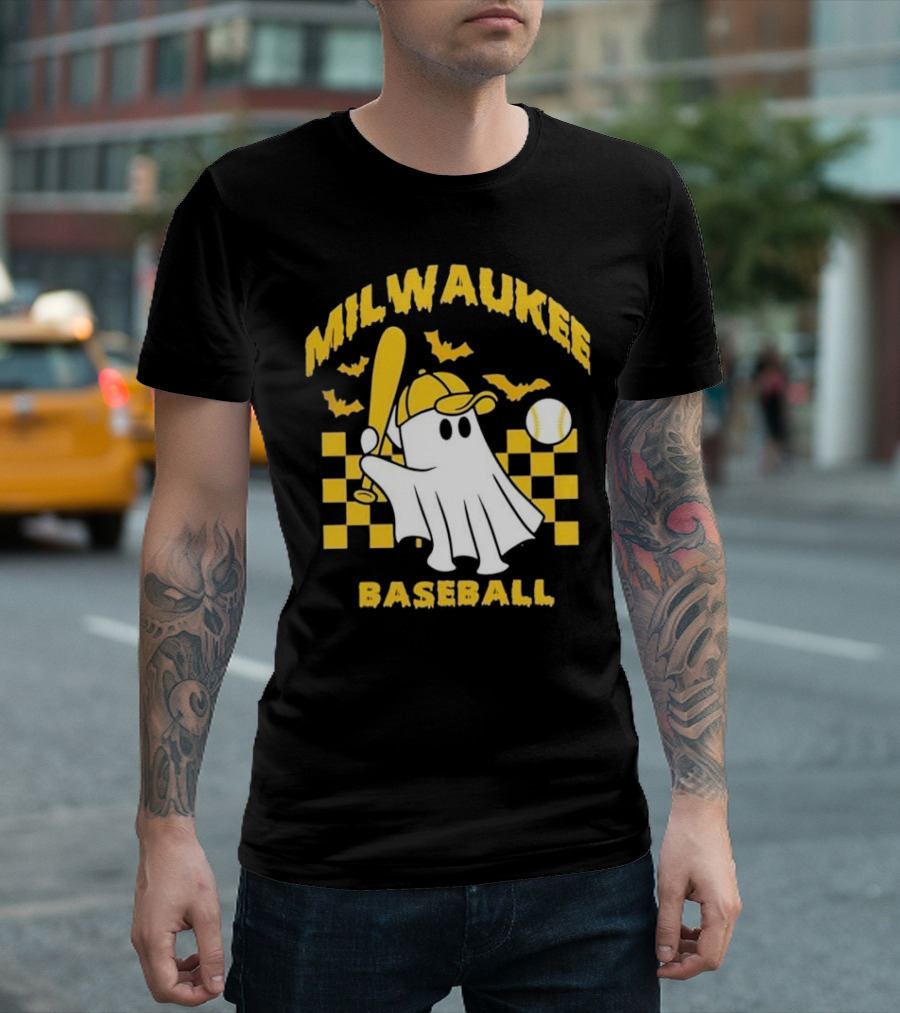 Milwaukee Baseball Ghost Bat Halloween Boo T-Shirt