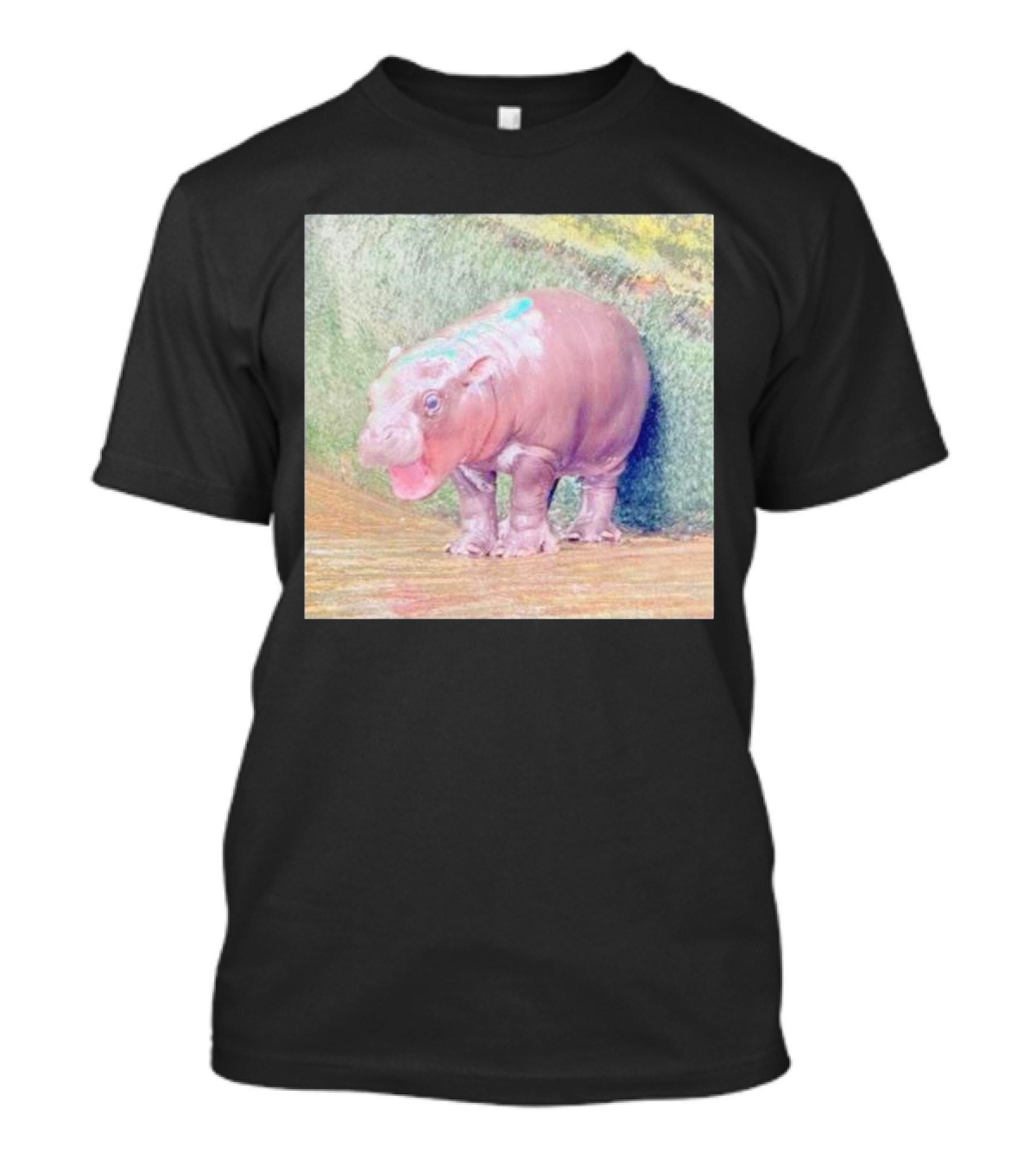 Moo Deng Thi Hippo Photo Realistic Wildlife Image T-Shirt