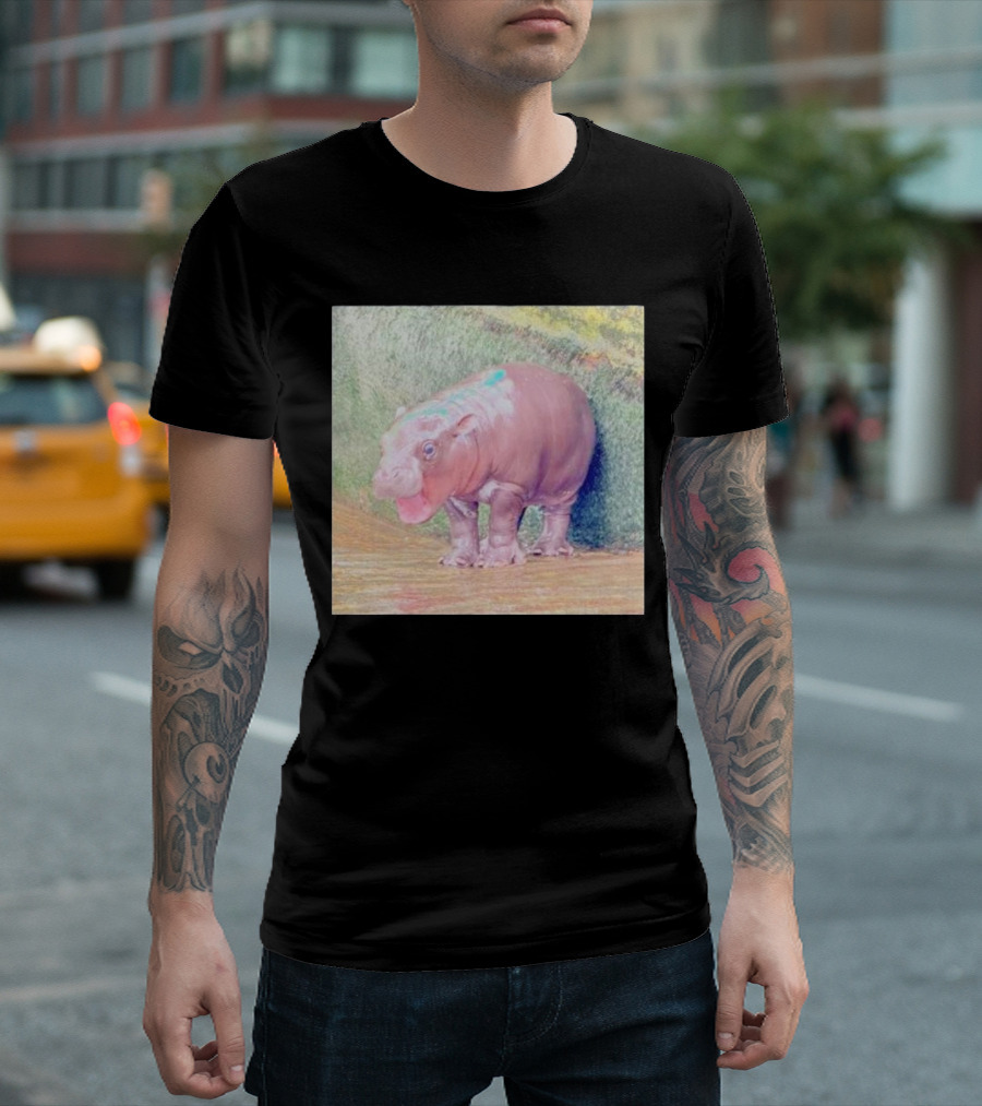 Moo Deng Thi Hippo Photo Realistic Wildlife Image T-Shirt