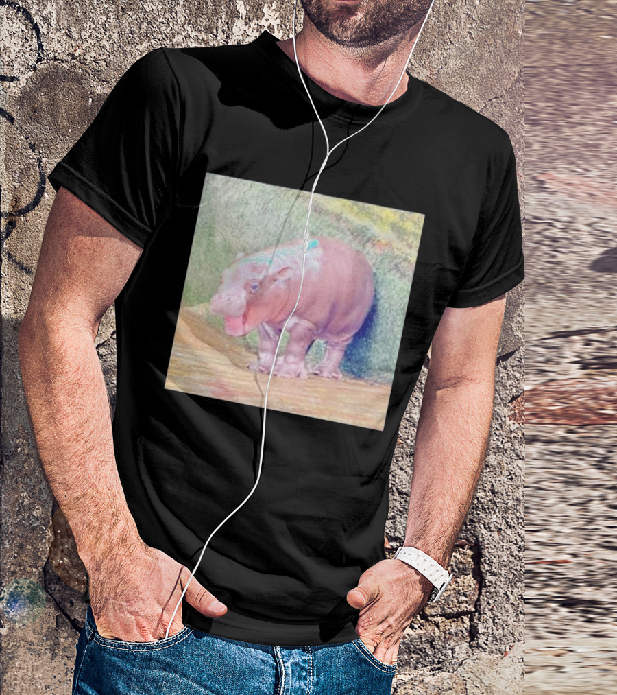 Moo Deng Thi Hippo Photo Realistic Wildlife Image T-Shirt
