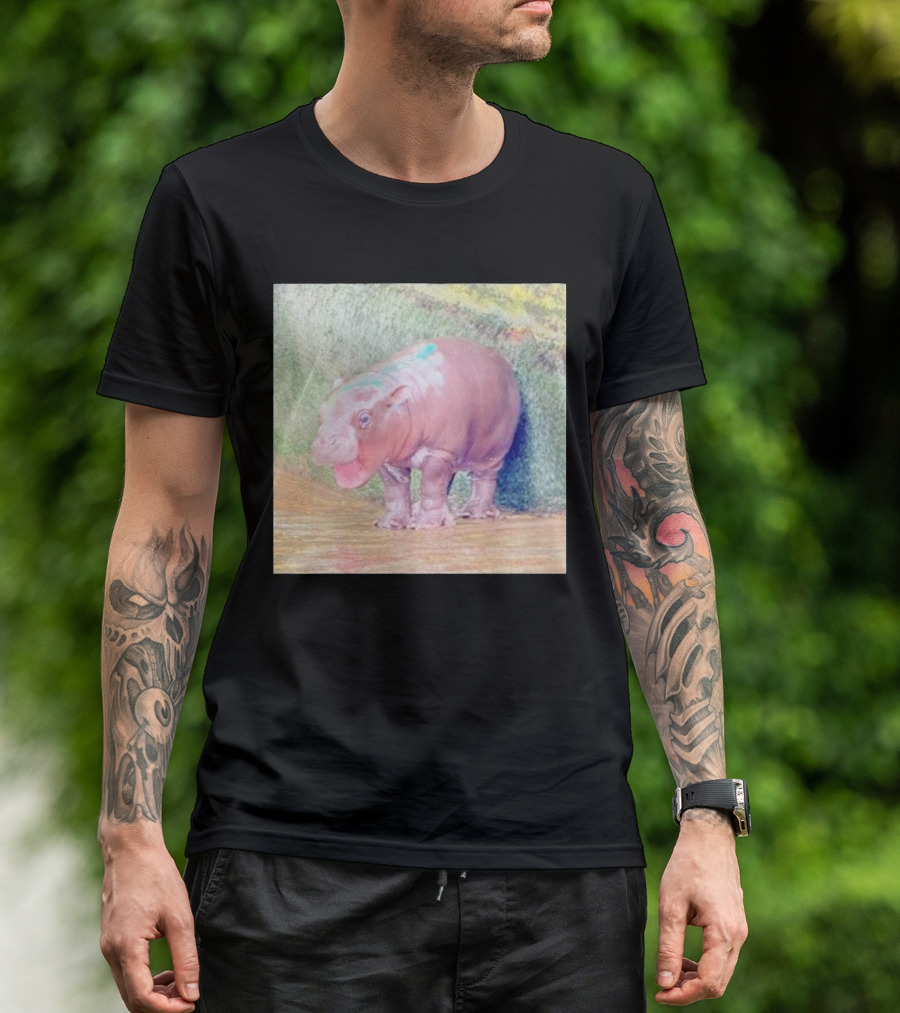 Moo Deng Thi Hippo Photo Realistic Wildlife Image T-Shirt