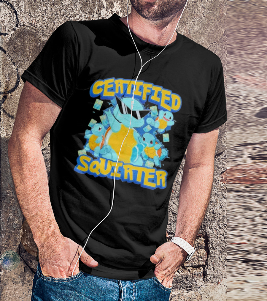 CERTIFIED SQUIRTER POKEMON SQUIRTLE PARTY WITH SUNGLASSES AND CARDS T-Shirt