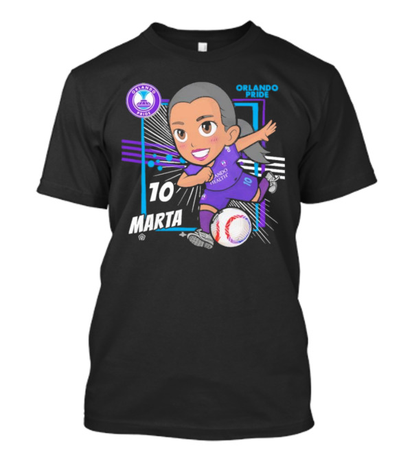 Orlando Pride Marta 10 Chibi Soccer Black T-Shirt