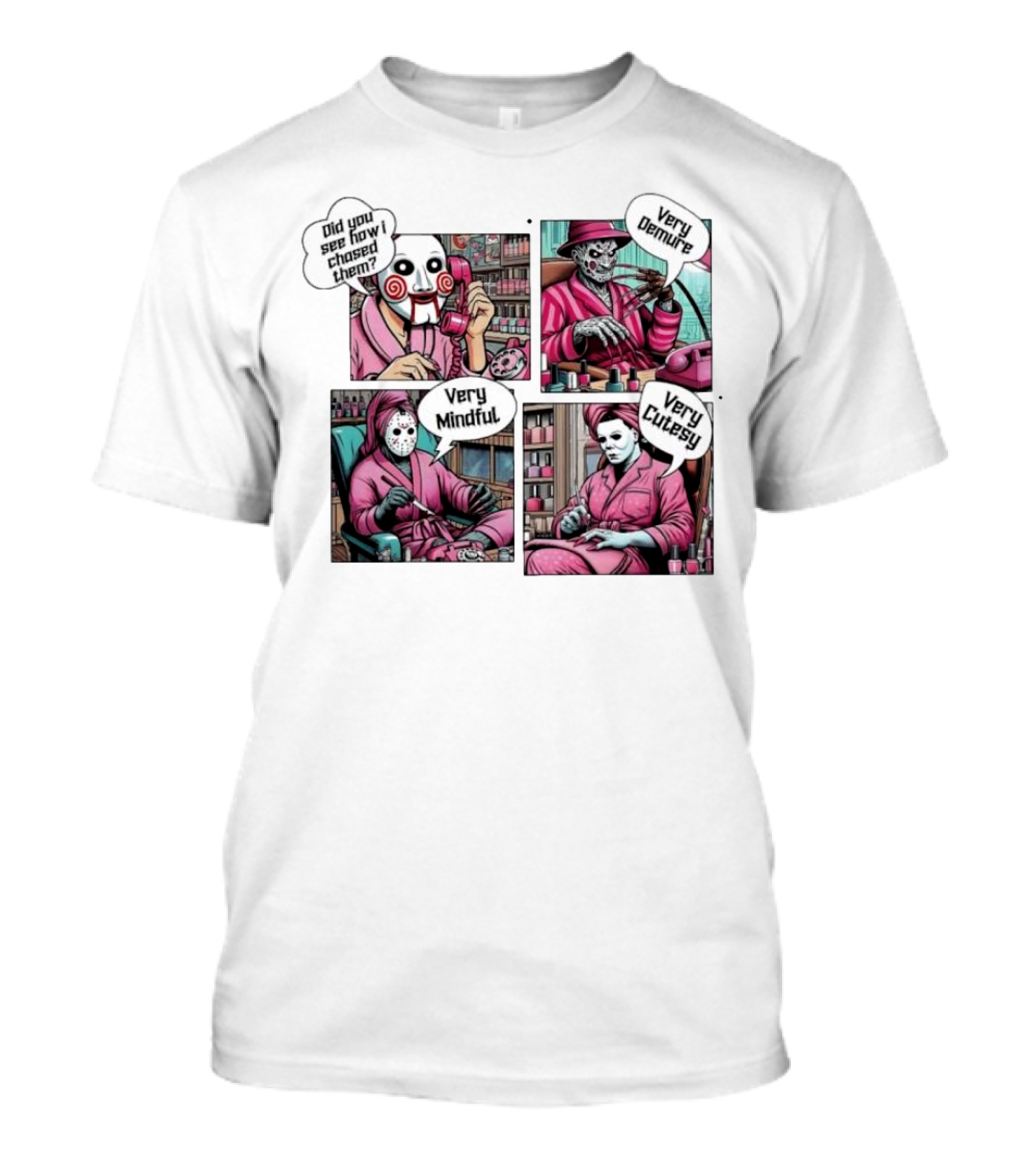 Pink Scary Halloween Nightmare Very Demure Very Mindful Very Cutesy T-Shirt
