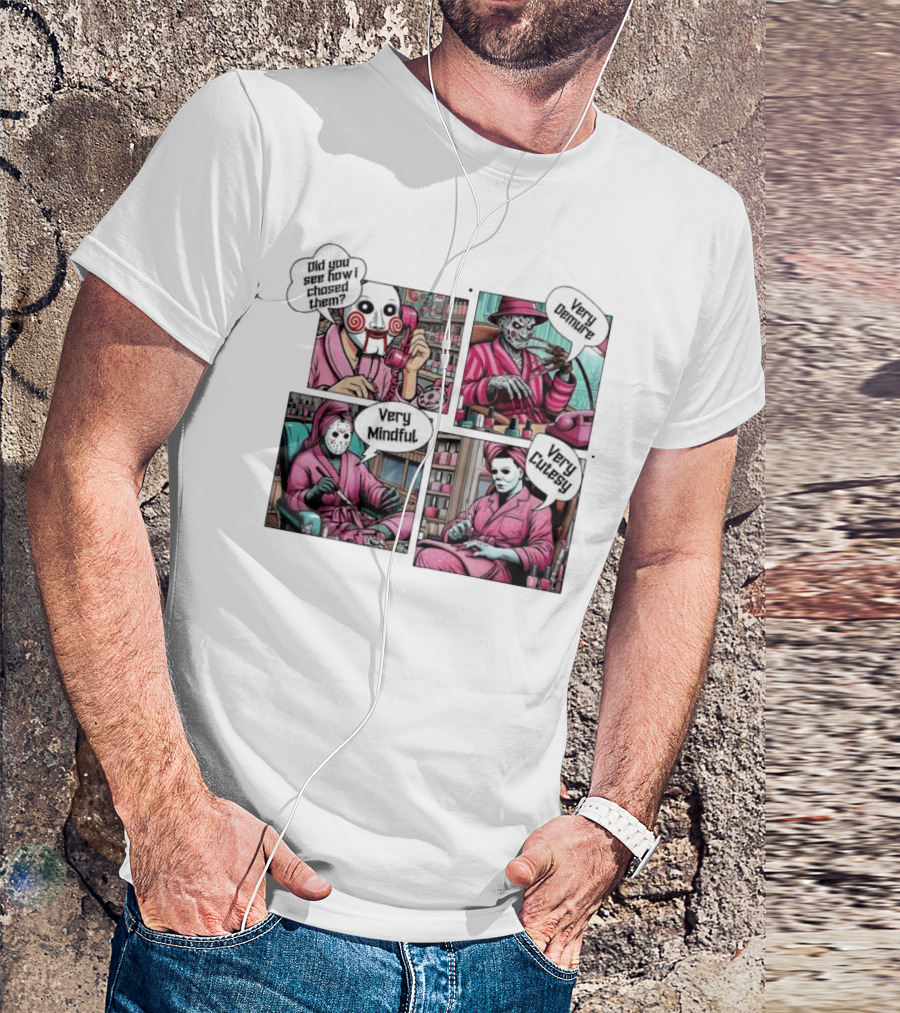 Pink Scary Halloween Nightmare Very Demure Very Mindful Very Cutesy T-Shirt