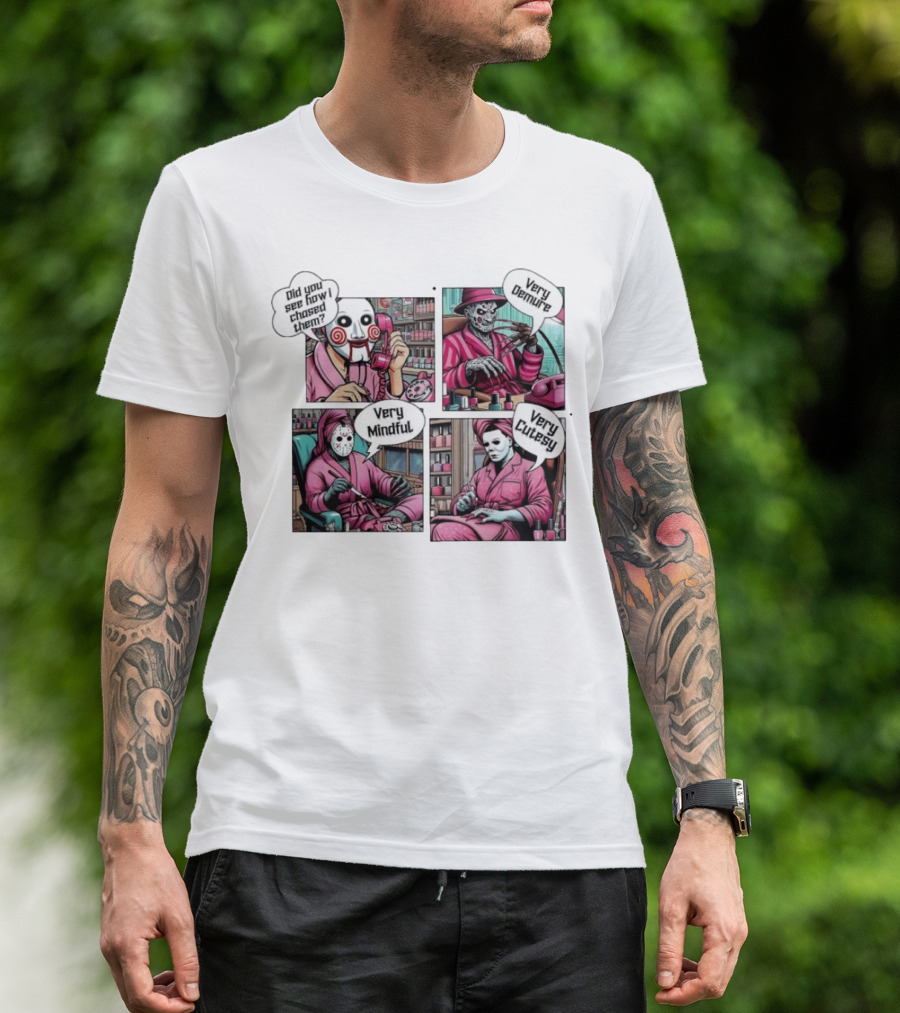 Pink Scary Halloween Nightmare Very Demure Very Mindful Very Cutesy T-Shirt