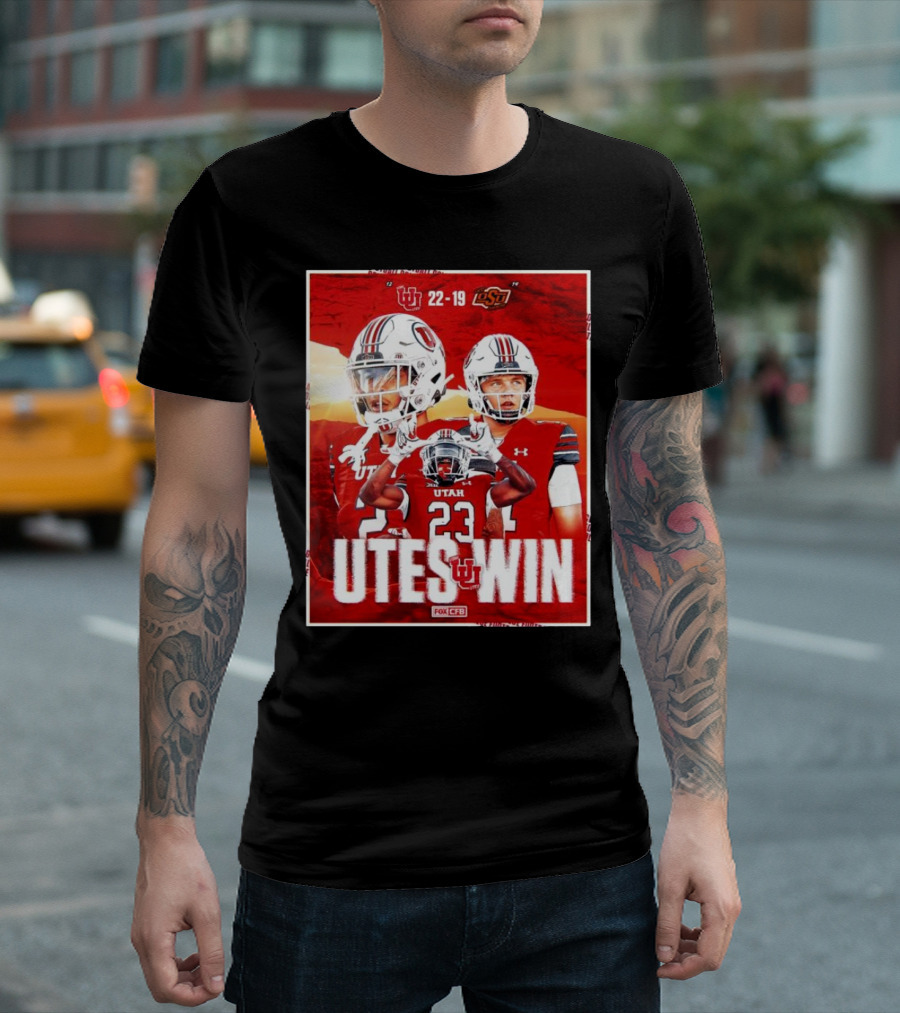 Utes Win 22-19 Over Oklahoma State in 2024 Football CFP Final T-Shirt