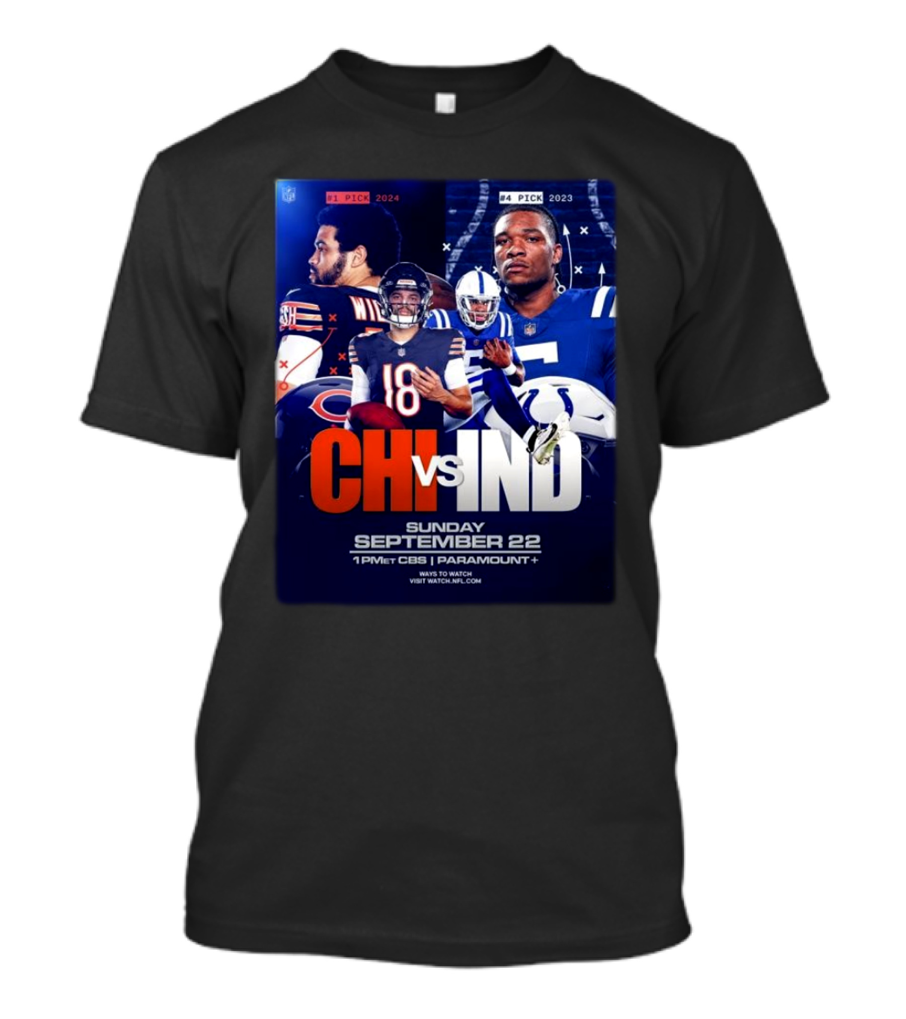 CHI Vs IND NFL Week 3 Sunday September 22 2024 CBS Paramount Plus T-Shirt