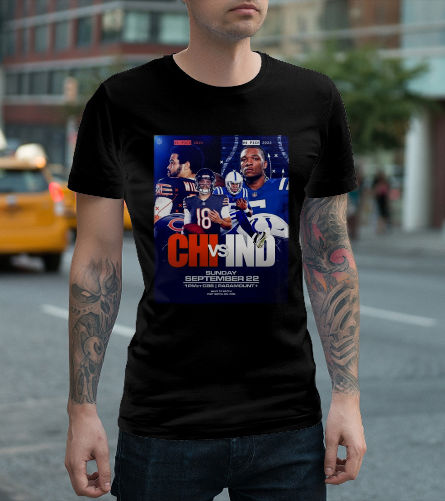 CHI Vs IND NFL Week 3 Sunday September 22 2024 CBS Paramount Plus T-Shirt