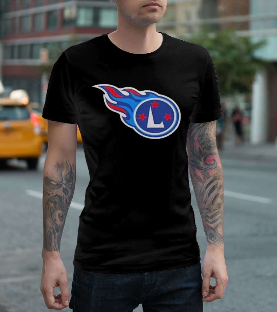 Funny Ahh Tees Tennessee Titans Fire L логотип T-Shirt