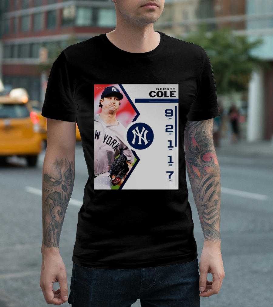 Gerrit Cole New York Yankees Pitching Performance 9 IP 2 H 1 ER 1 BB 7 K T-Shirt