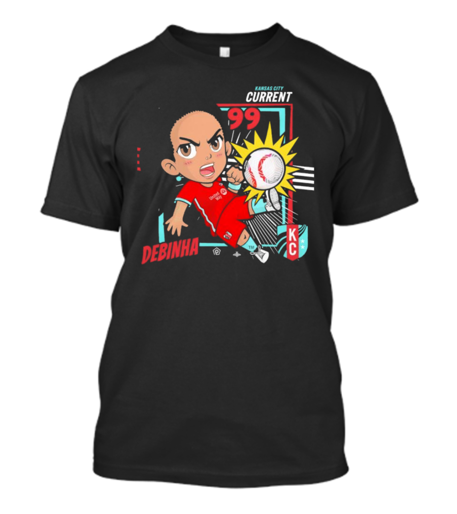 Kansas City Current Debinha 99 Chibi KC Soccer Animation T-Shirt