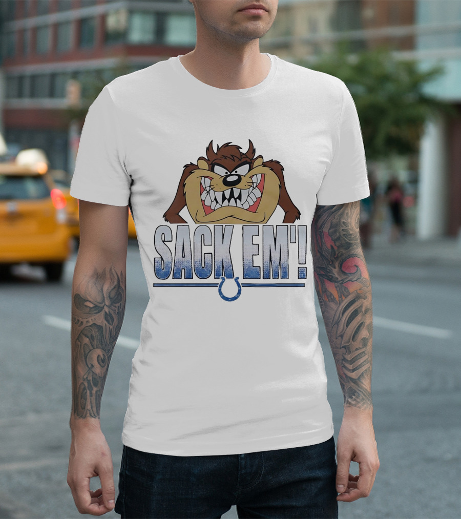 Looney Tunes Taz Sack Em Indianapolis Colts Football Fan Gear T-Shirt