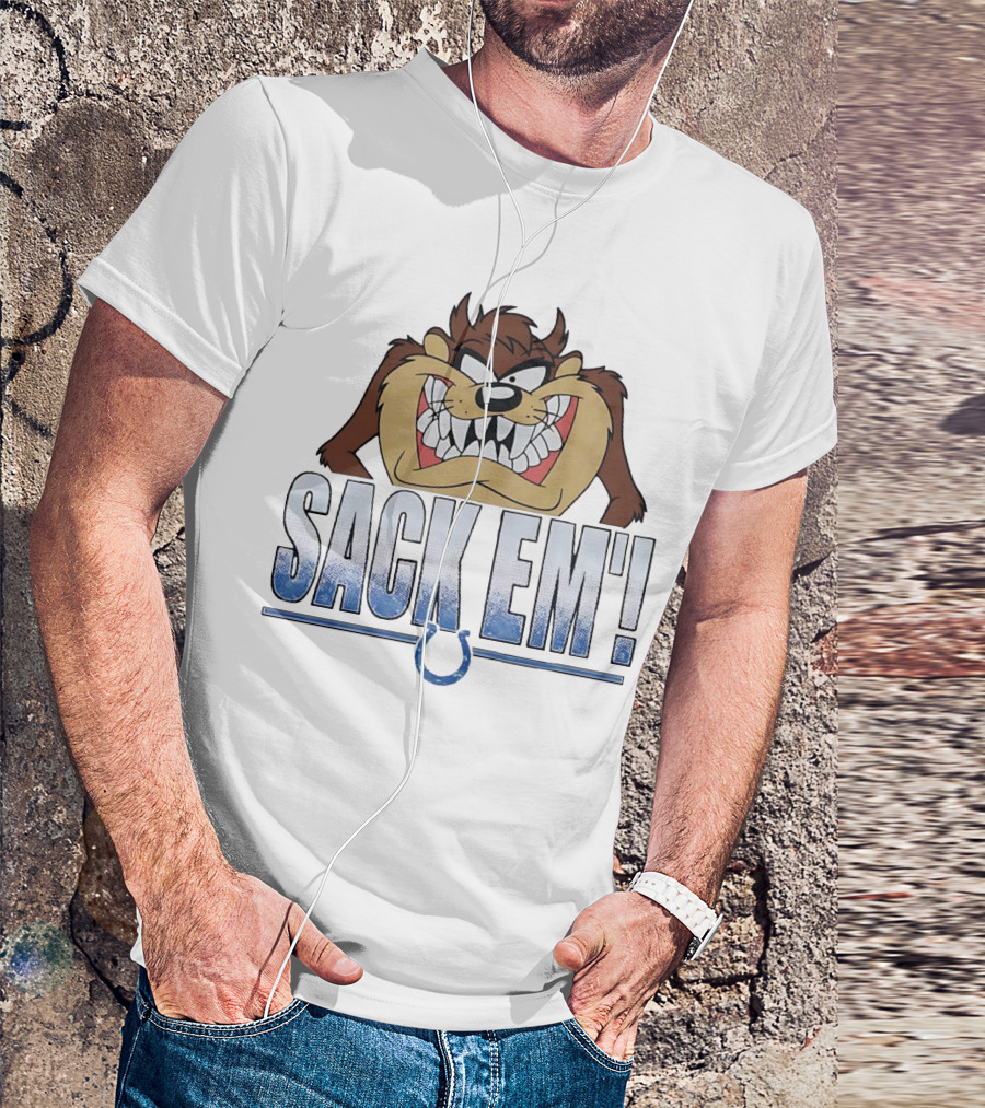 Looney Tunes Taz Sack Em Indianapolis Colts Football Fan Gear T-Shirt