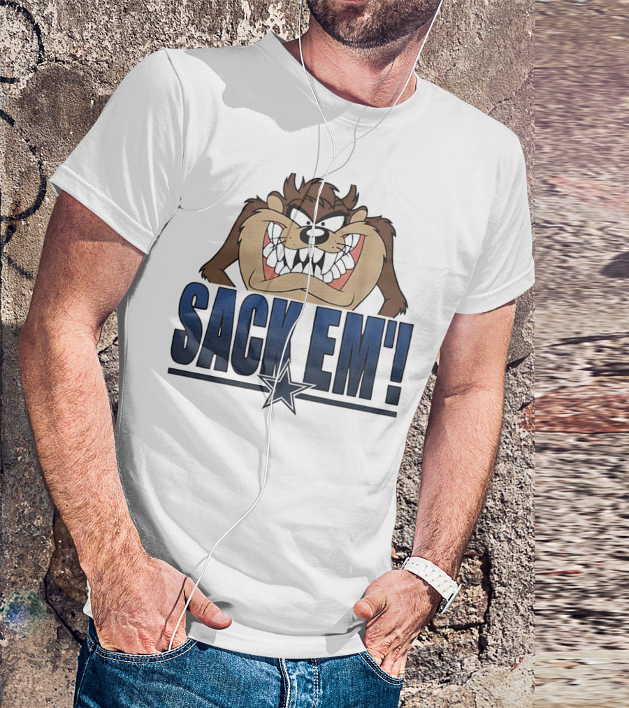 Looney Tunes Taz Sack 'Em Dallas Cowboys T-Shirt