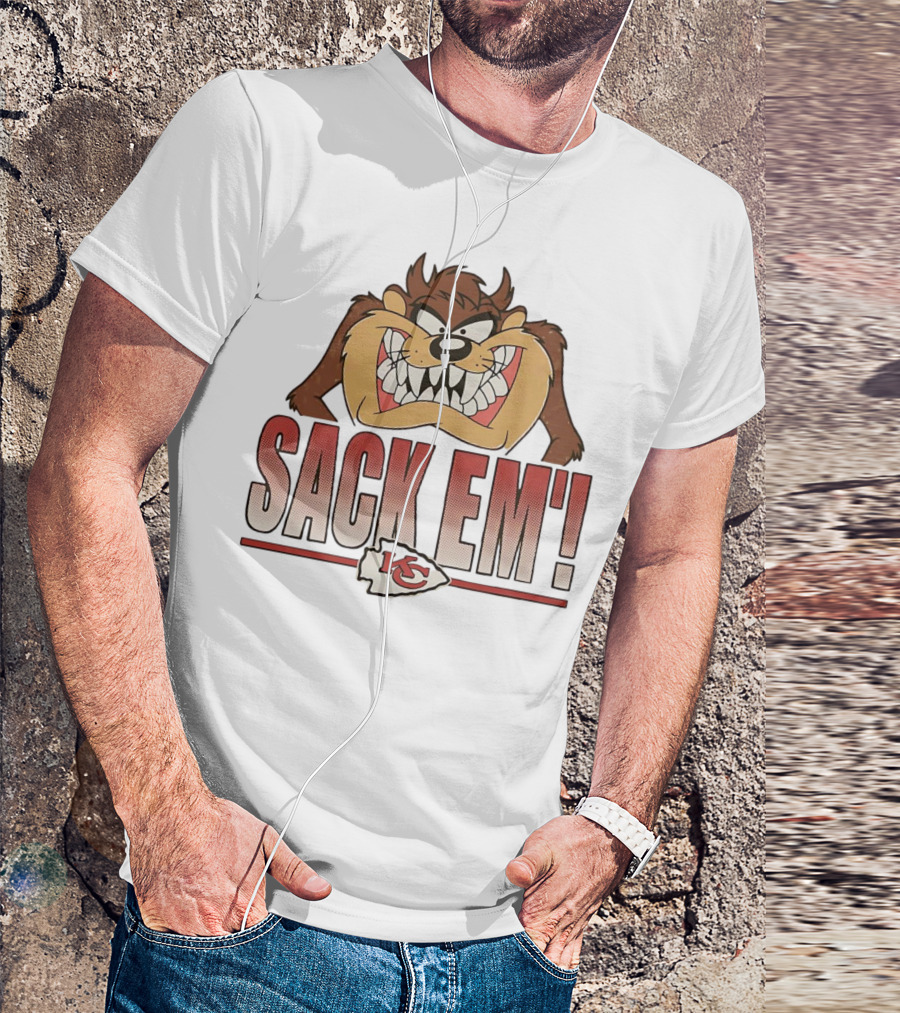 Looney Tunes Taz Kansas City Chiefs Sack 'Em KC T-Shirt