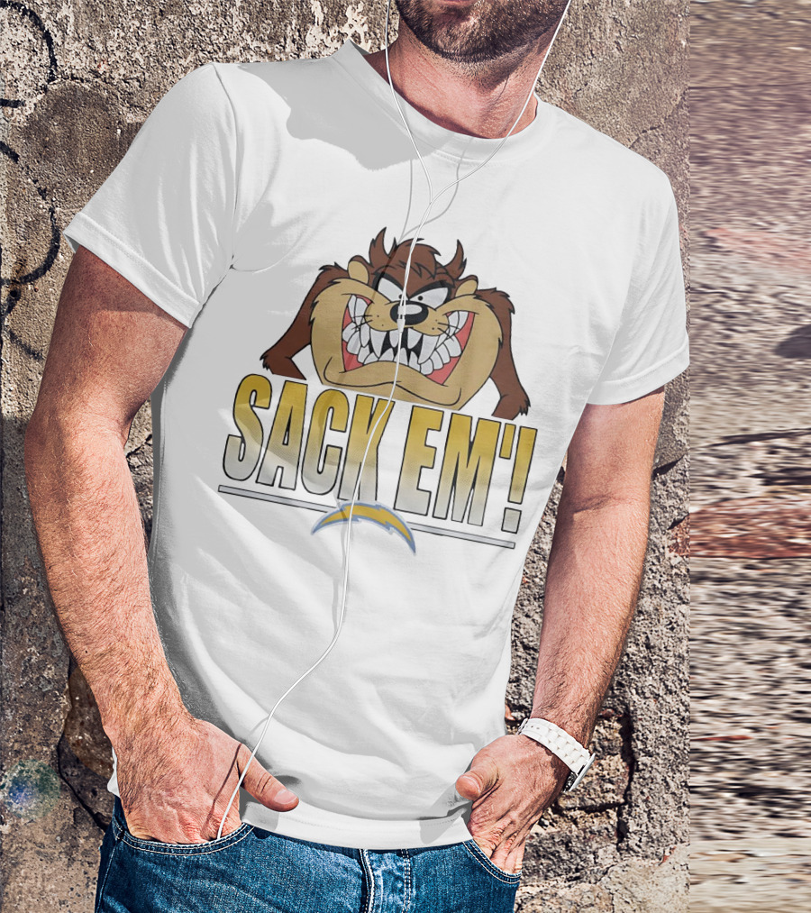 Looney Tunes Taz Sack 'Em Los Angeles Chargers T-Shirt