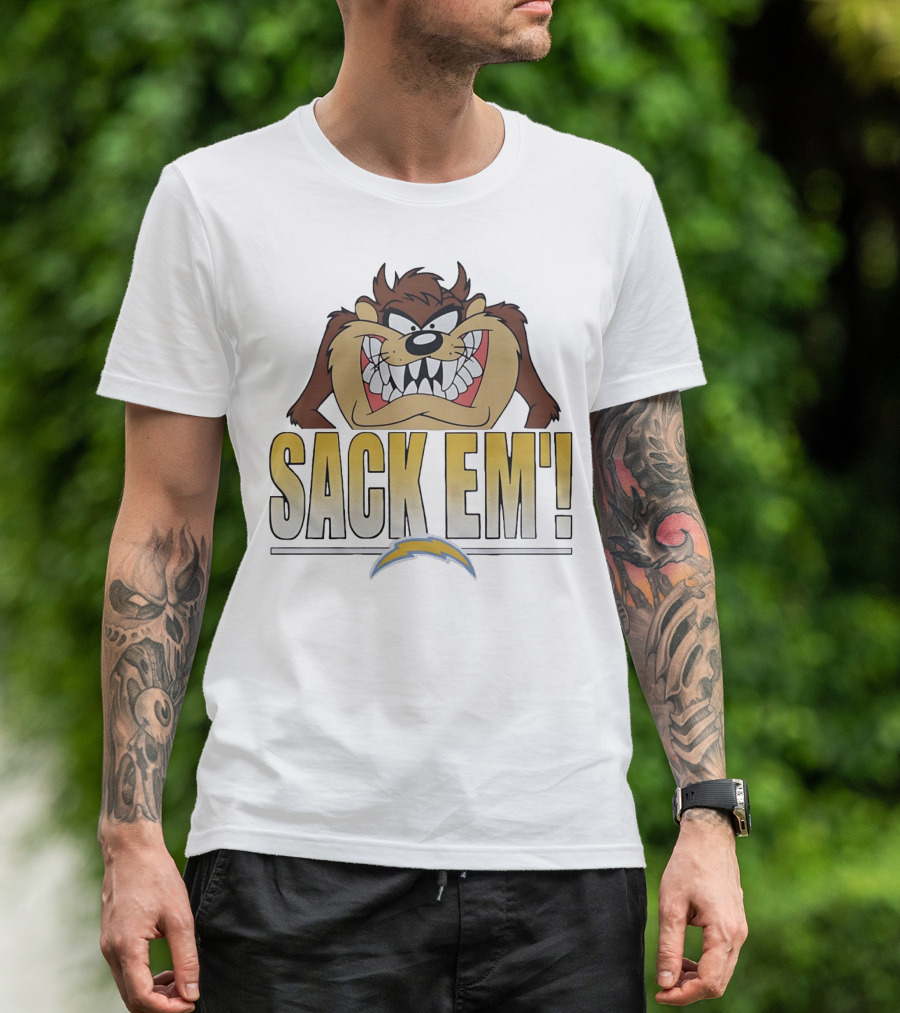 Looney Tunes Taz Sack 'Em Los Angeles Chargers T-Shirt