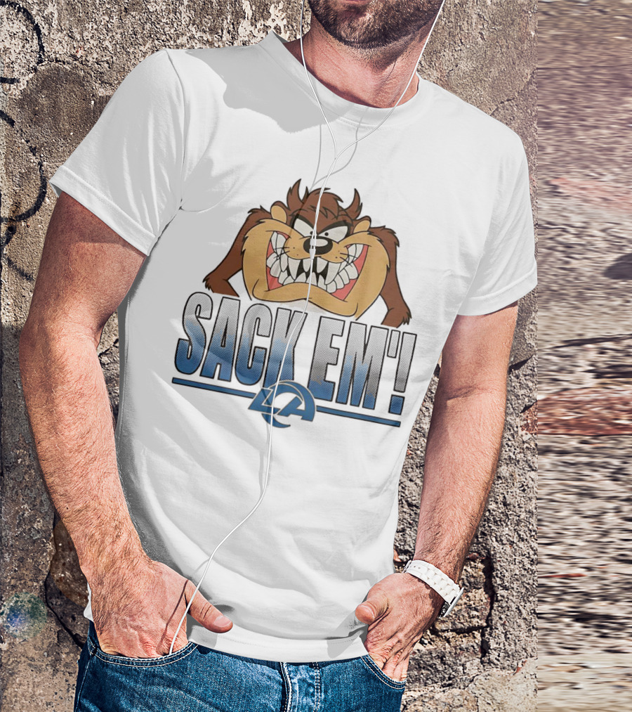Looney Tunes Taz Sack Em LA Los Angeles Rams T-Shirt
