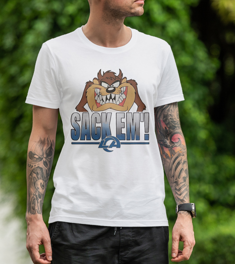 Looney Tunes Taz Sack Em LA Los Angeles Rams T-Shirt