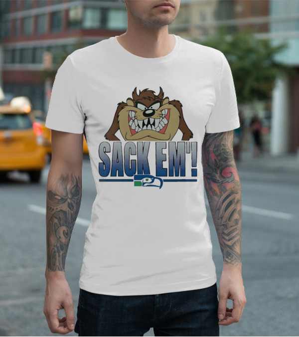 Looney Tunes Taz Sack Em Seattle Seahawks T-Shirt