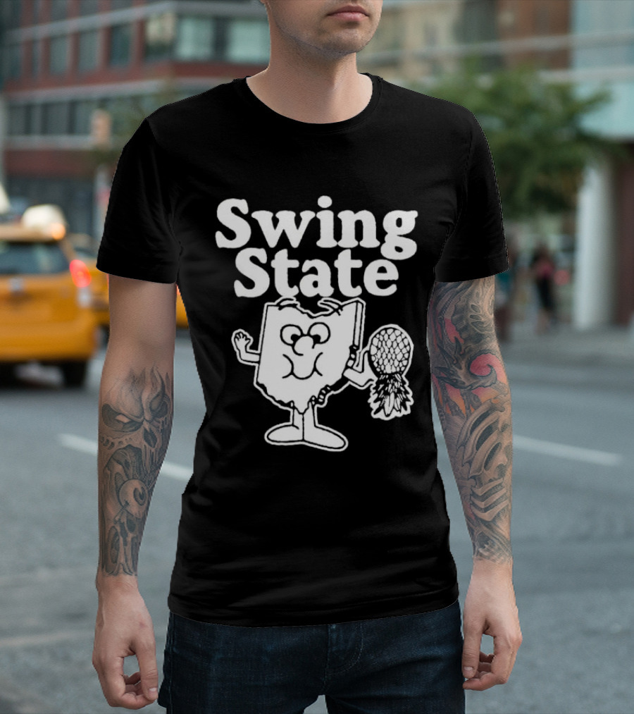 Swing State Ohio Character with Buckeye Helmet T-Shirt