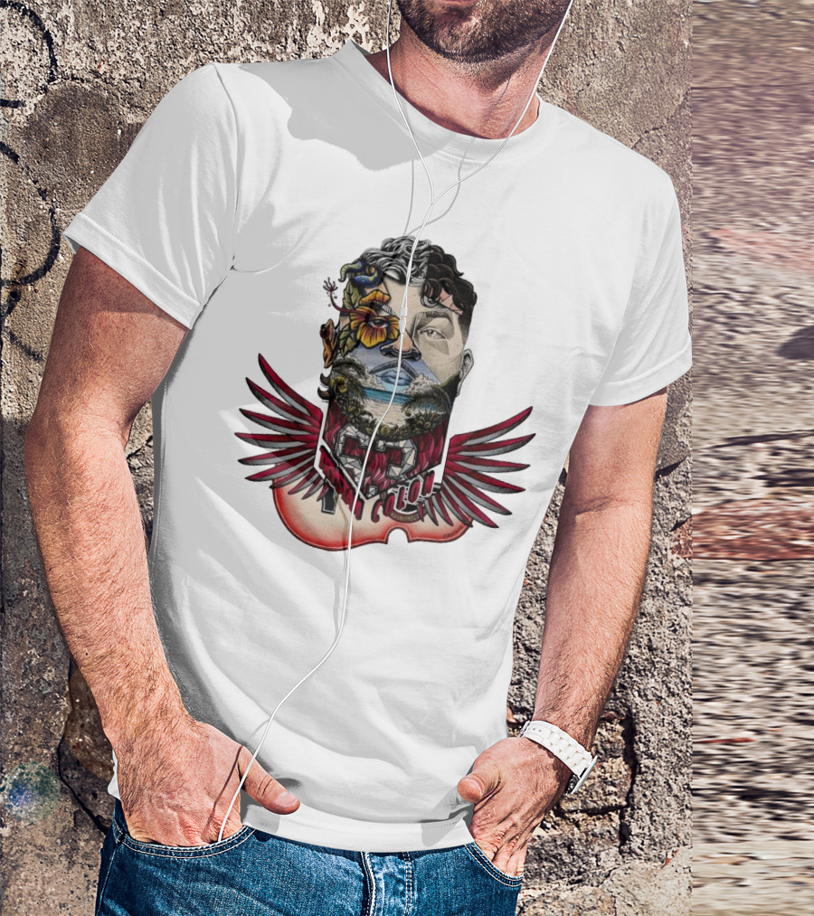 Trystan Colon Arizona Cardinals Herencia Latina Artful Portrait With Floral And Wing Elements T-Shirt