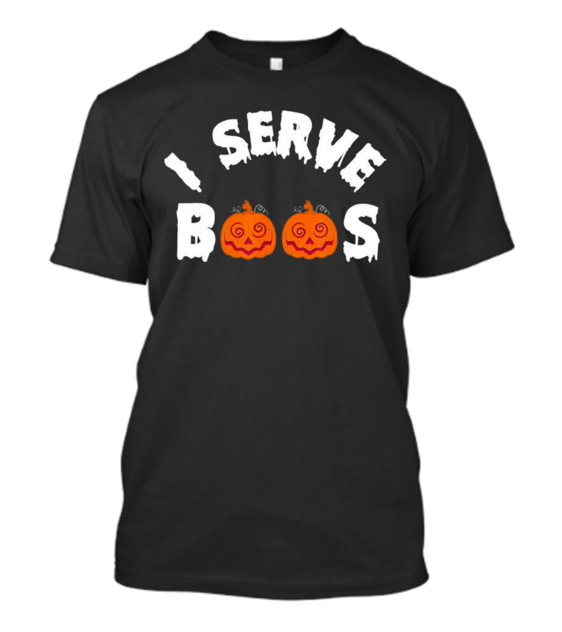 I Serve Boos Pumpkin Halloween Ghostly Lettering T-Shirt