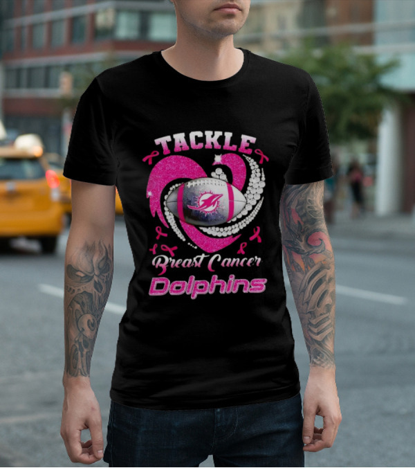 Tackle Breast Cancer Dolphins Football Awareness T-Shirt