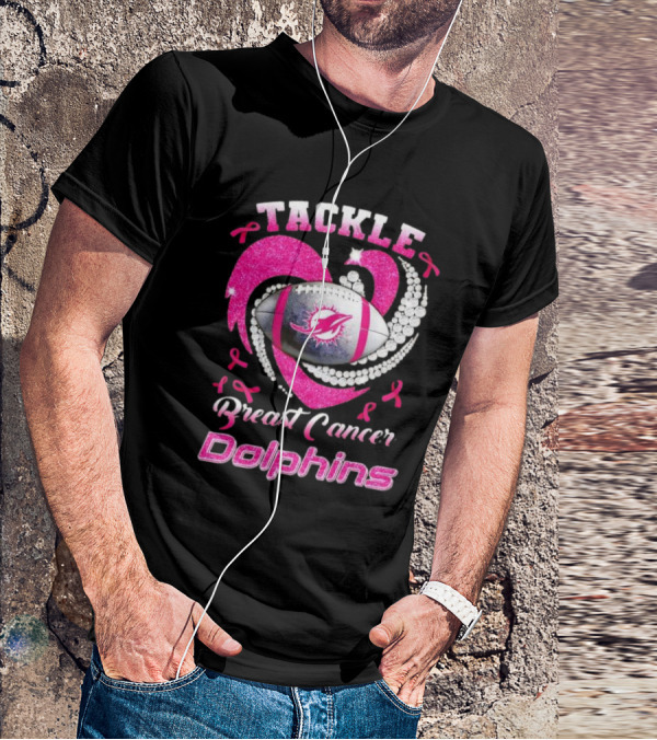 Tackle Breast Cancer Dolphins Football Awareness T-Shirt