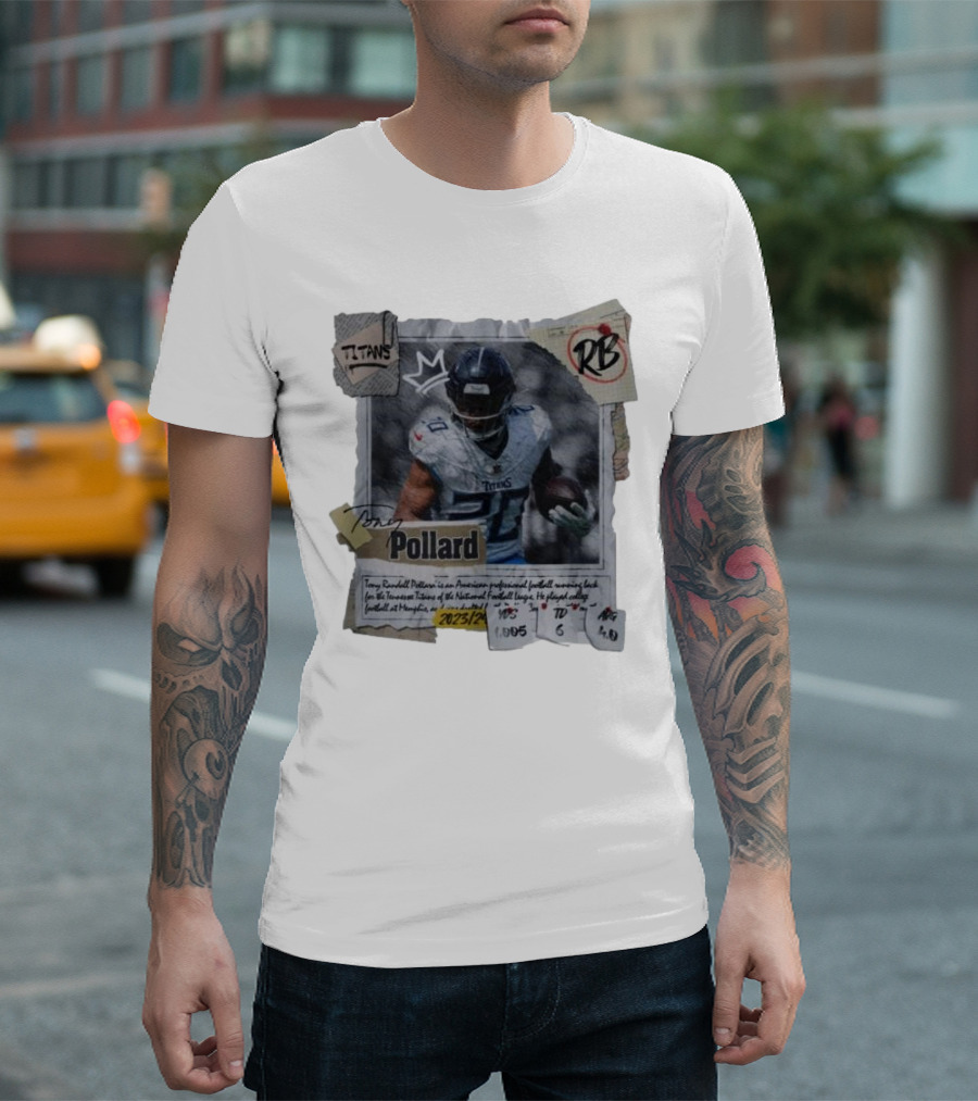 Tony Pollard Tennessee Titans RB 2023/24 YDS 1005 TD 6 AVG 4.0 T-Shirt