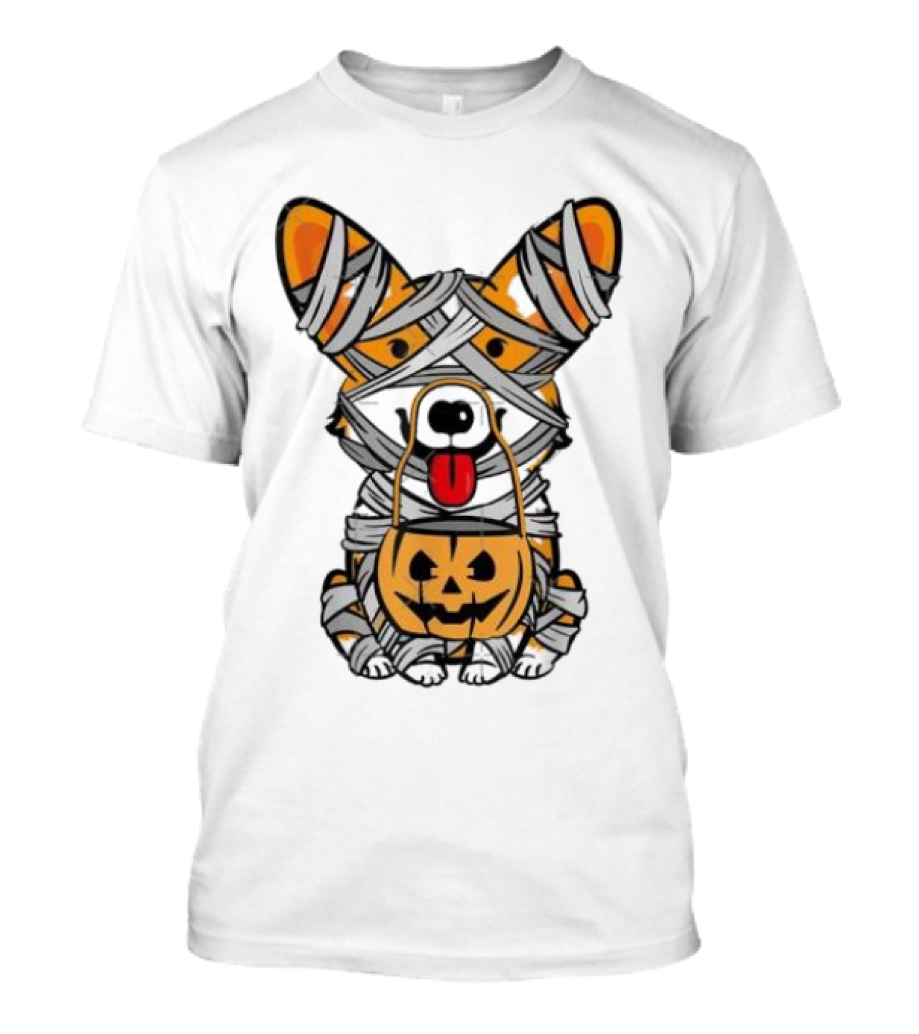 Mummy Corgi With Pumpkin Halloween Treat Bag T-Shirt