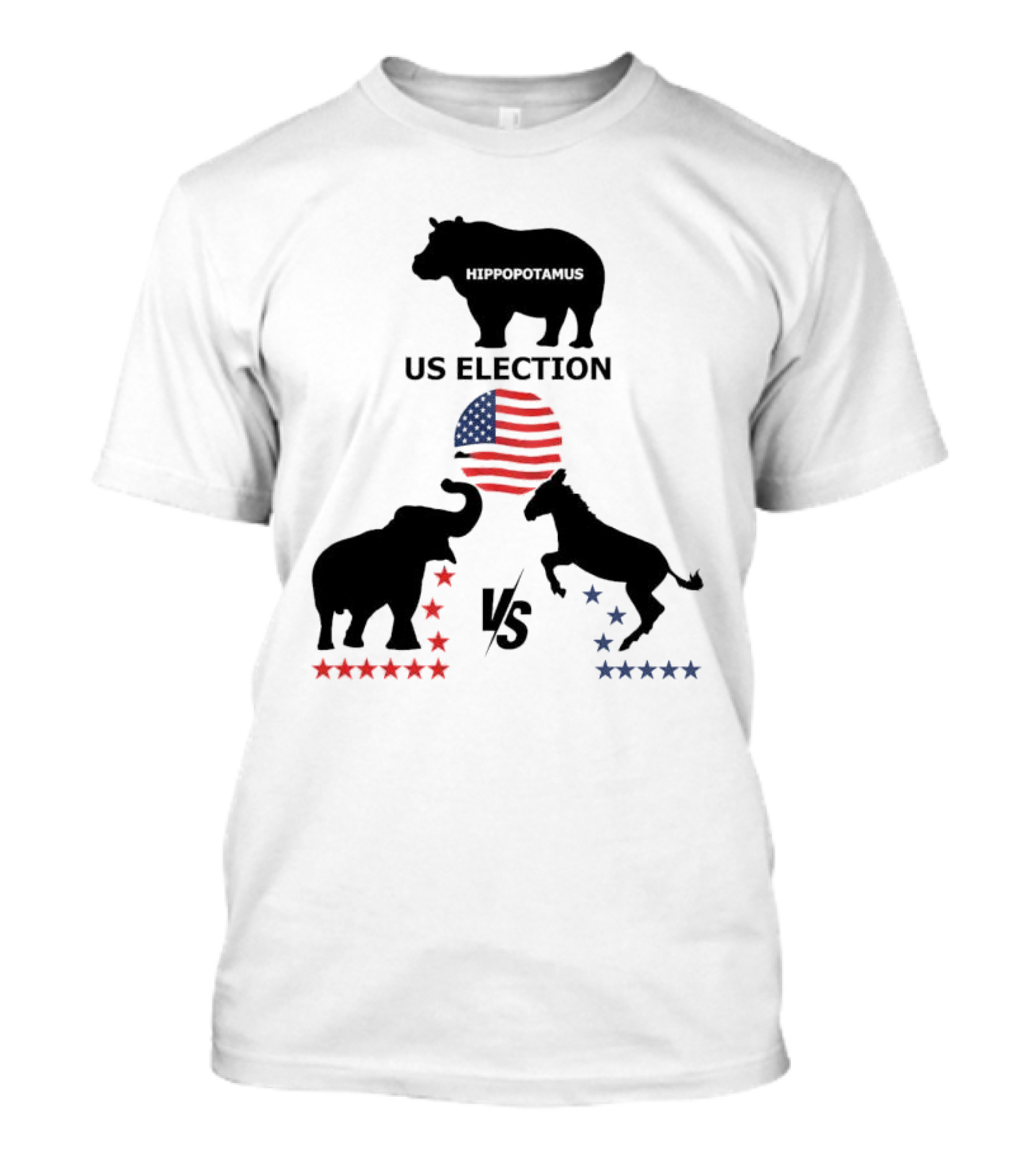 Hippopotamus US Election Elephant Vs Donkey American Flag T-Shirt