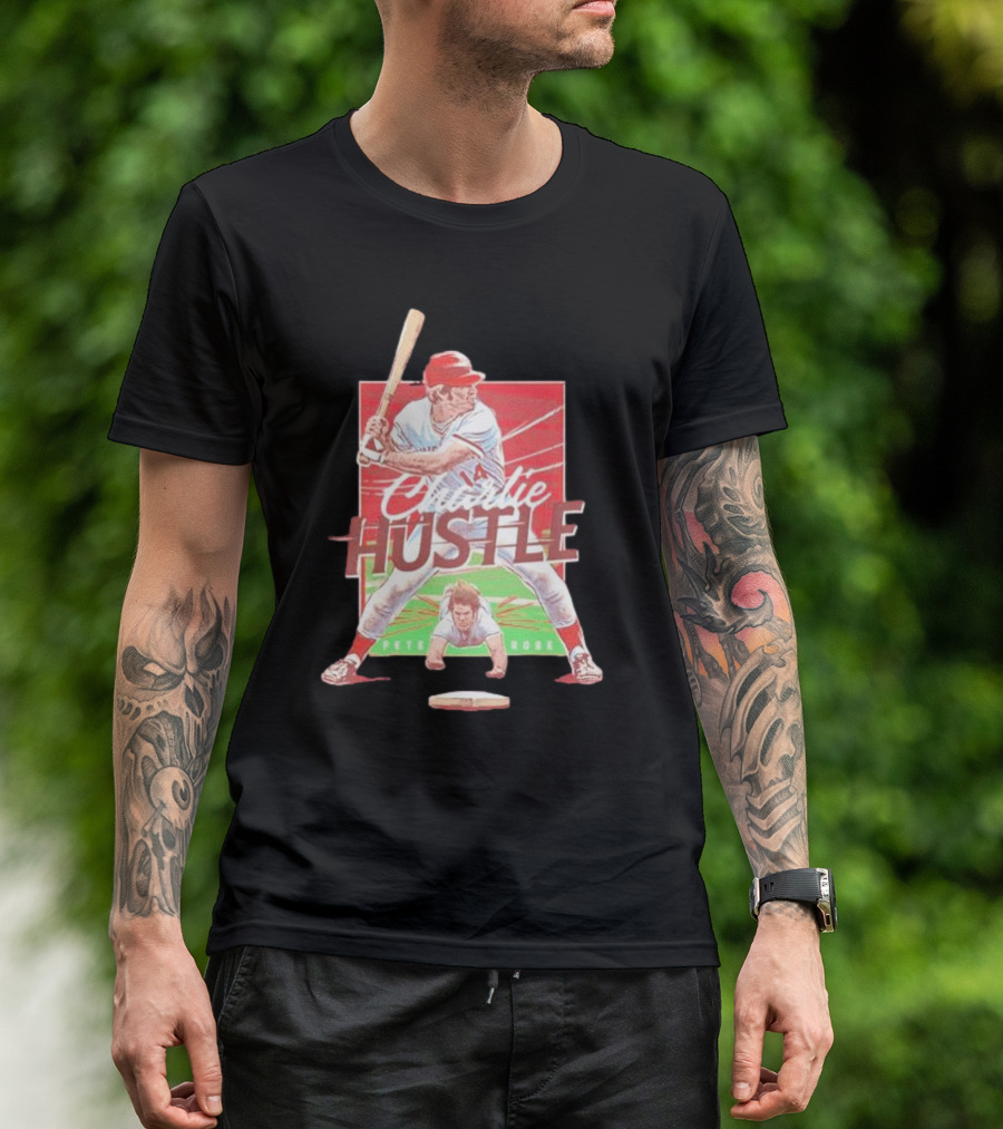 Charlie Hustle Pete Rose Cincinnati Reds Cartoon Player T-Shirt