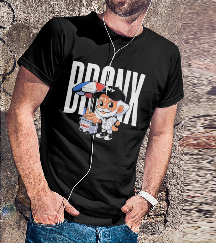 BRONX NY Dawgs Baseball Character Hot Dog Cart T-Shirt