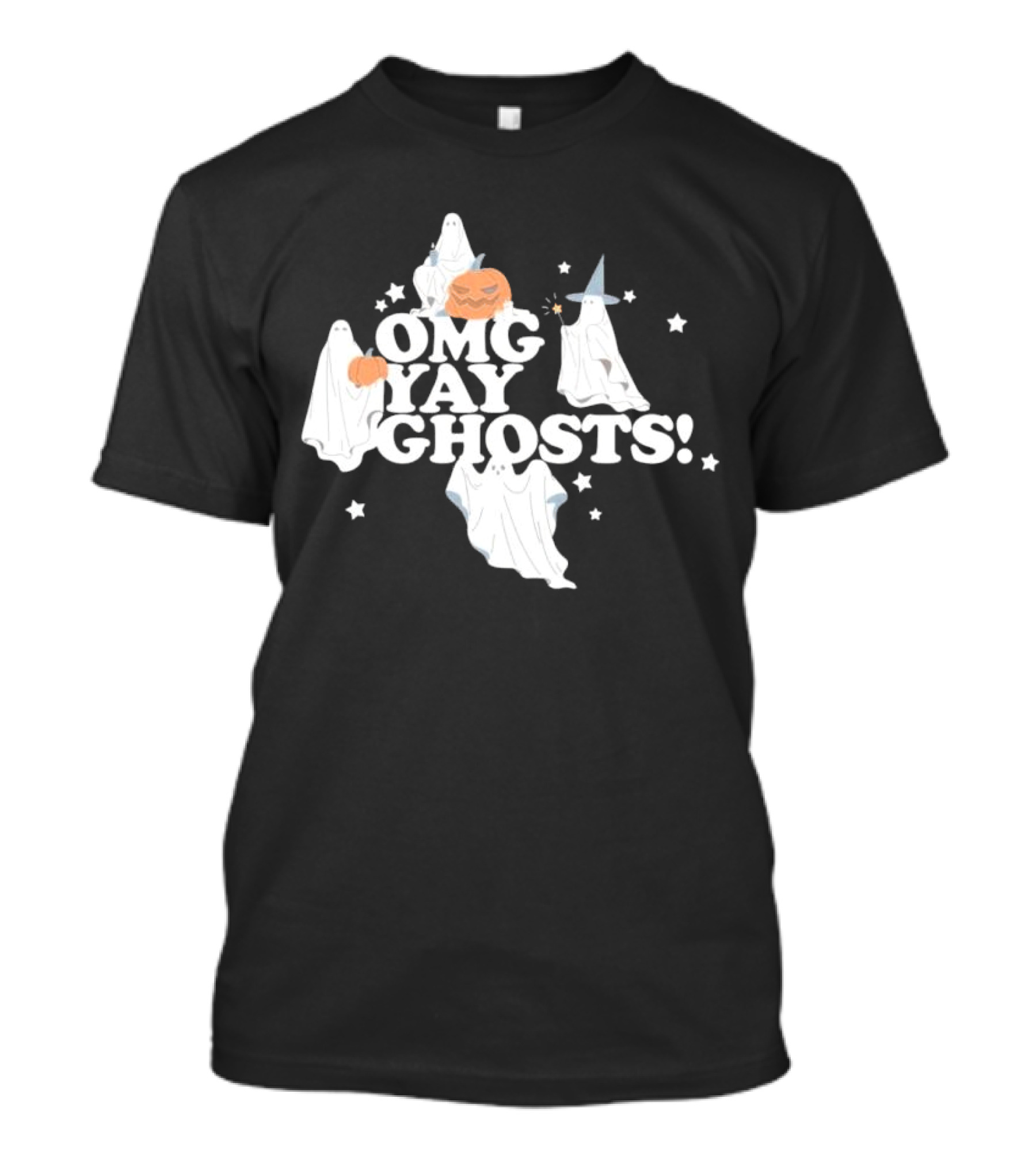 OMG Yay Ghosts Halloween Pumpkins Stars Spooky Fun T-Shirt