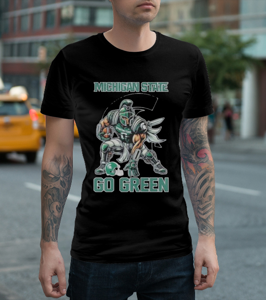 Michigan State Spartans Go Green Football Mascot T-Shirt