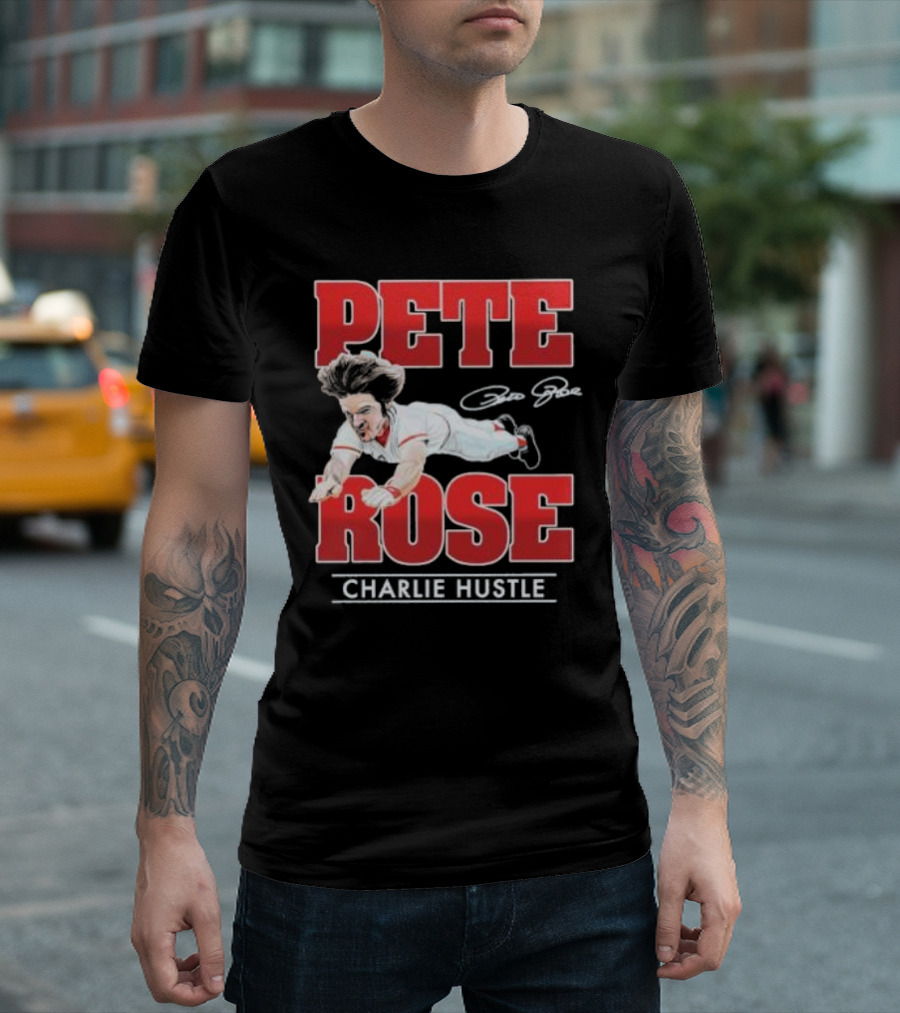 Pete Rose Charlie Hustle Diving Player T-Shirt