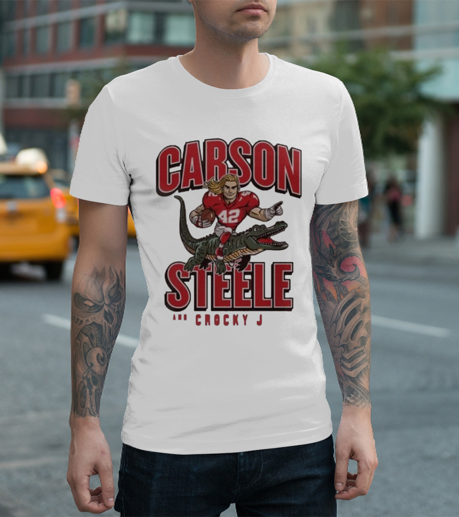 Carson Steele Riding Crocky J Football Kansas City Chiefs T-Shirt