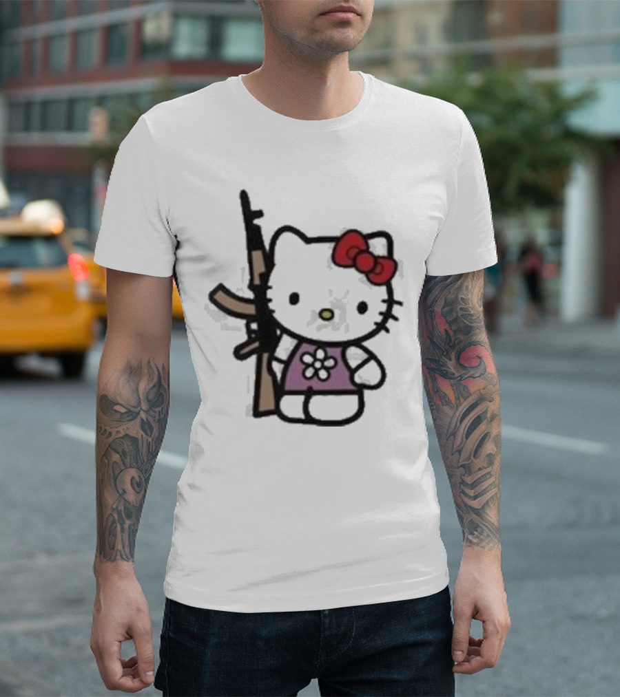 Hello Kitty Holding AK-47 Rifle T-Shirt