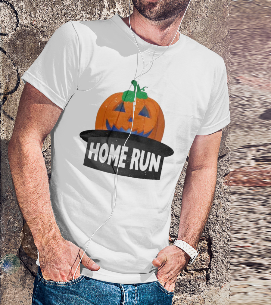 New York Mets Mashing Pumpkins Home Run Halloween Jack-o'-Lantern T-Shirt
