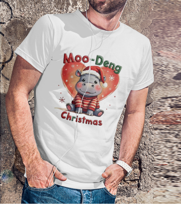 Moo-Deng Hippo Santa Christmas T-Shirt