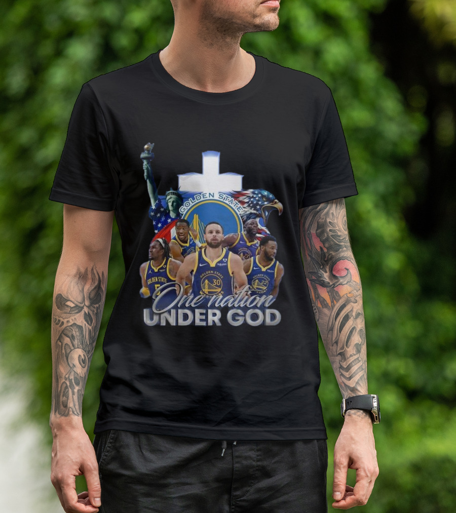 Golden State Warriors One Nation Under God Statue Of Liberty Eagle T-Shirt