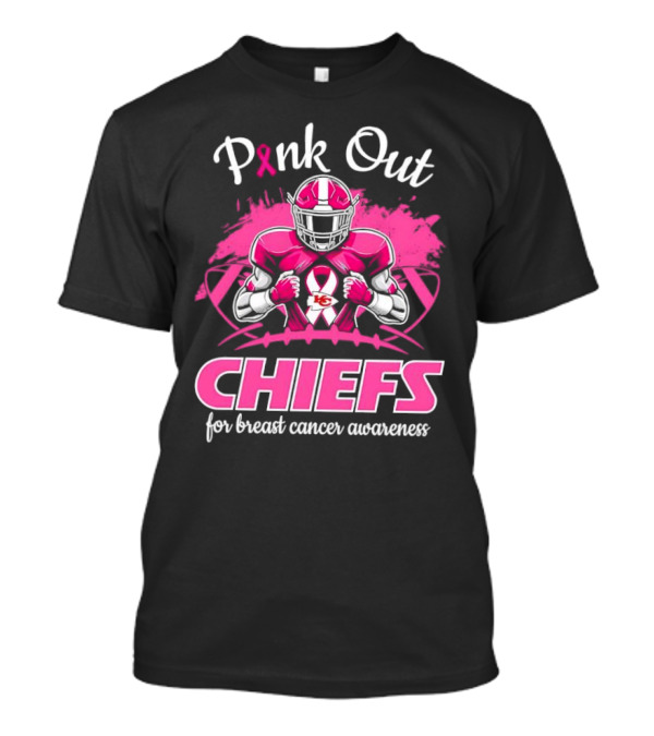 Pink Out Chiefs For Breast Cancer Awareness Football Graphics T-Shirt