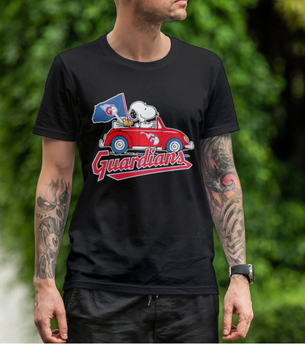 Snoopy And Woodstock Driving Guardians Car Cleveland Guardians T-Shirt