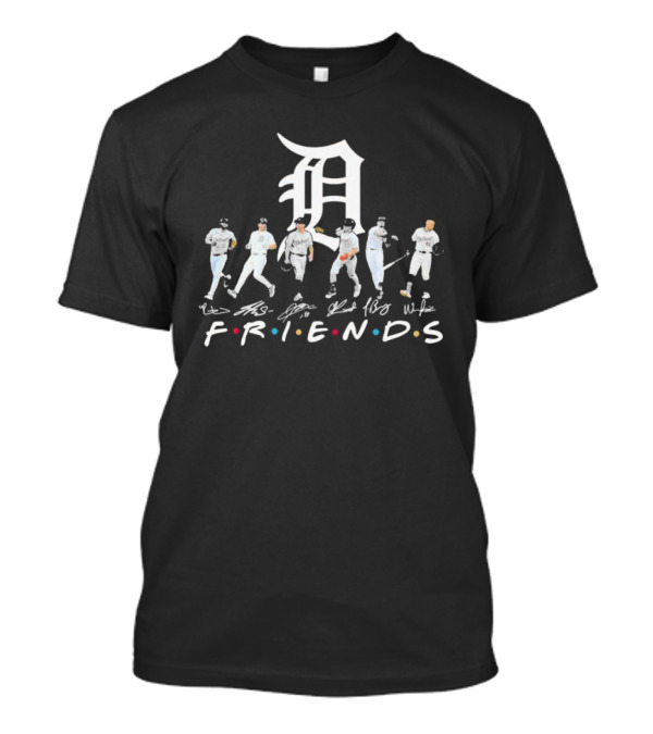 FRIENDS Detroit Tigers Players Signatures D Logo White Jerseys T-Shirt